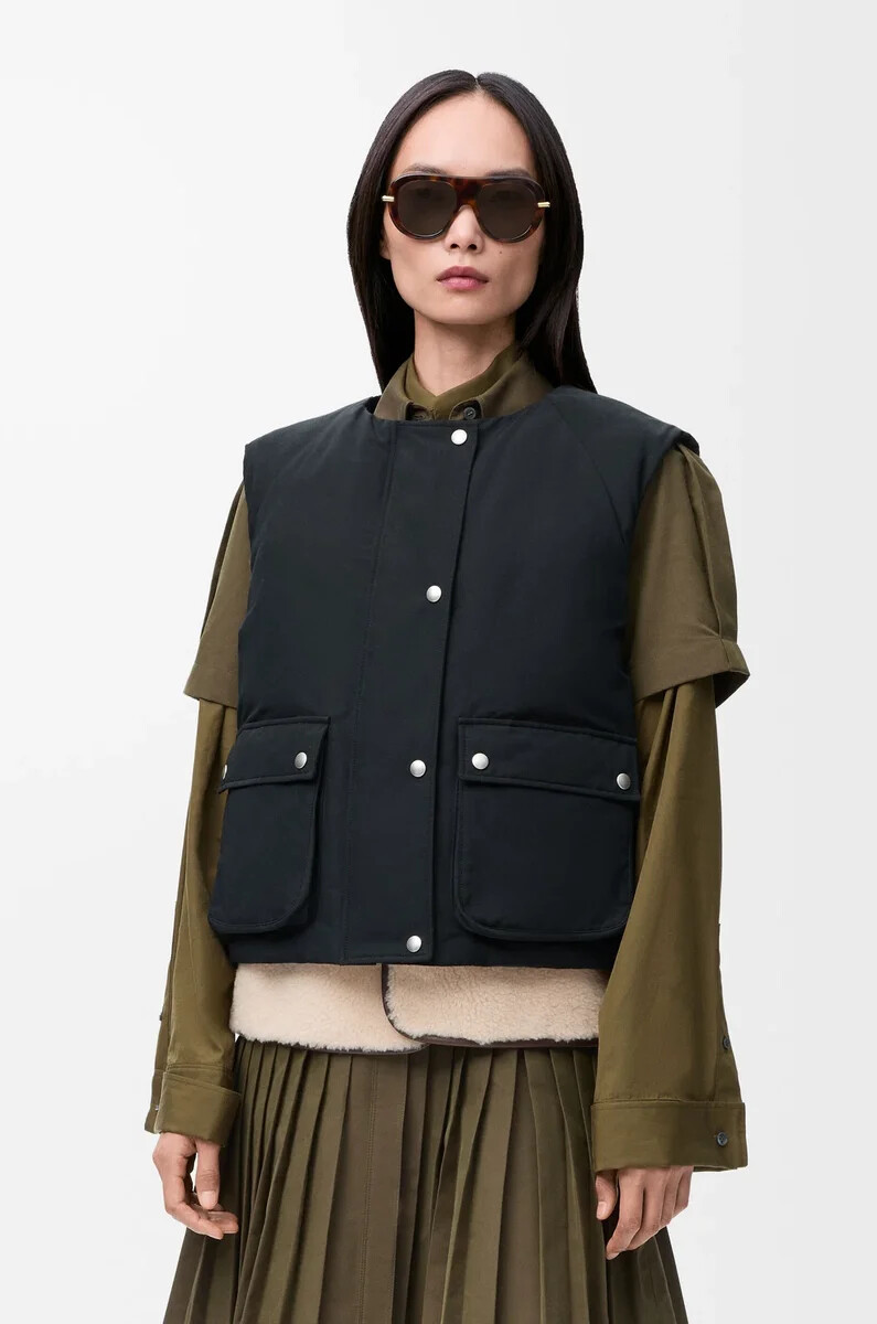 steppweste aus shearling- und baumwollmischung schwarz