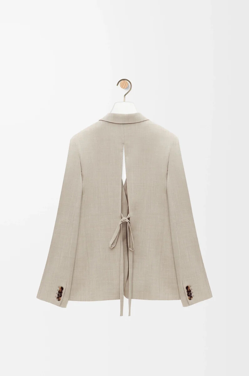 taillierter wollblazer in hellbeige melange