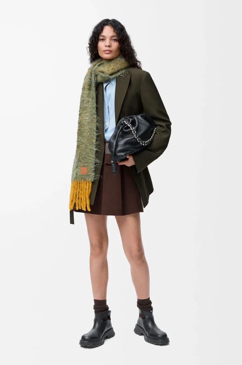 drapierte jacke aus wolle in khakigrün