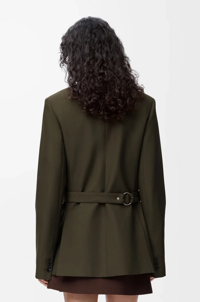 drapierte jacke aus wolle in khakigrün