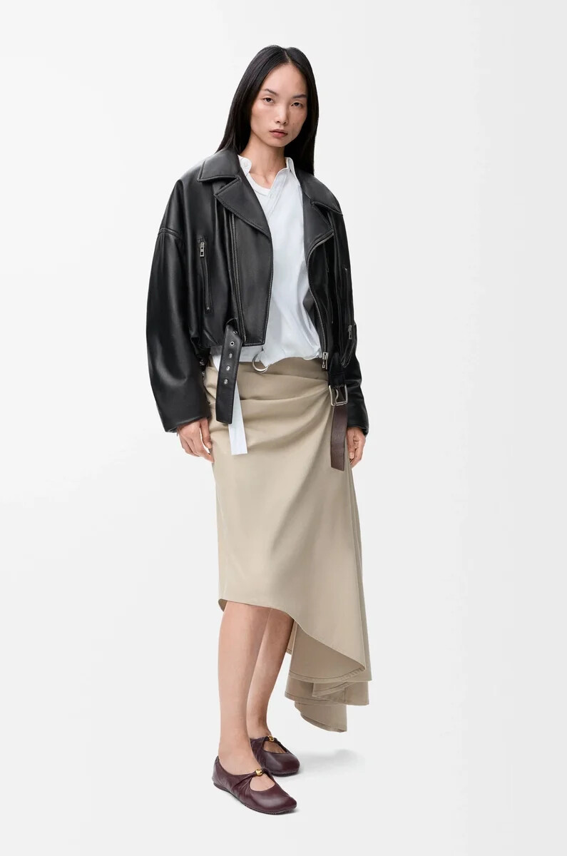 bikerjacke aus schwarzem nappa-lammleder