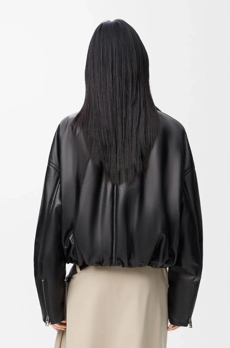 bikerjacke aus schwarzem nappa-lammleder