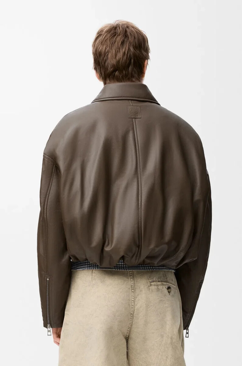 bikerjacke aus nappa-lammleder khakigrün