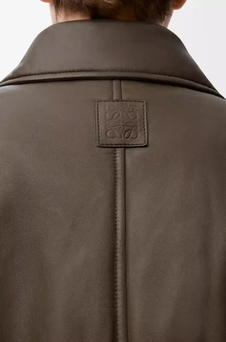 bikerjacke aus nappa-lammleder khakigrün