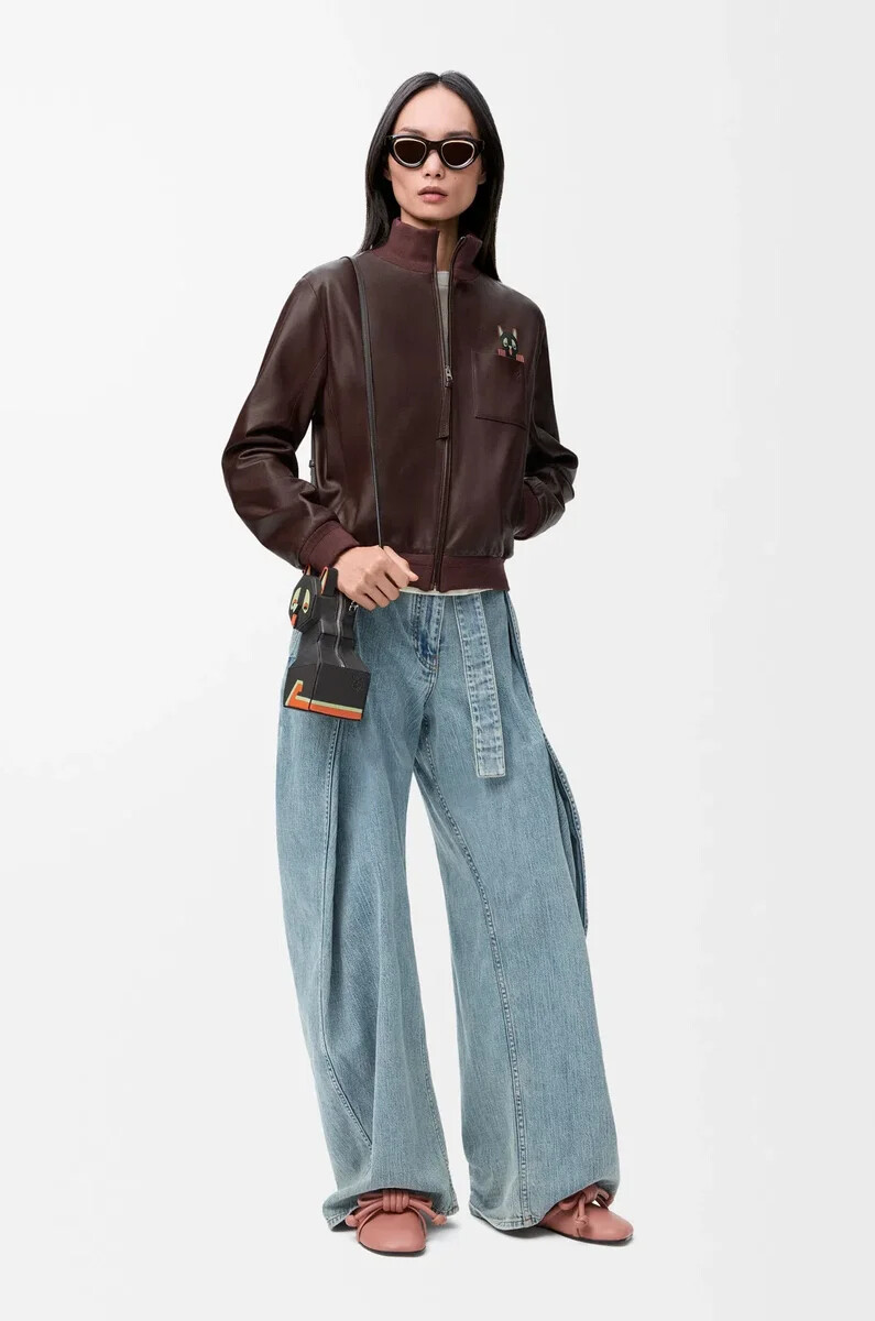 kurze jacke aus braunem nappa-lammleder