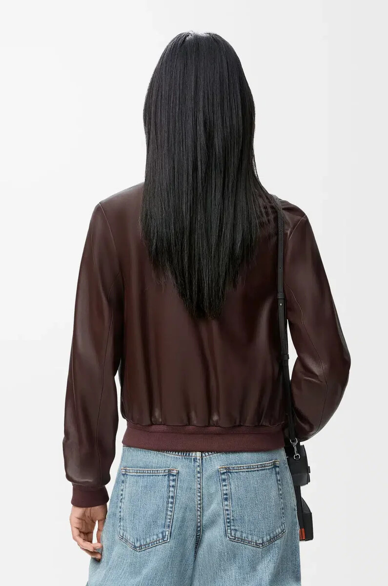 kurze jacke aus braunem nappa-lammleder