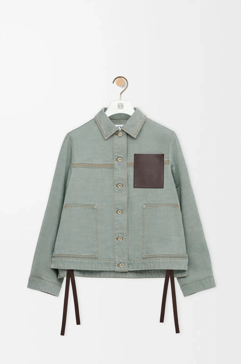arbeitsjacke aus denim-khakigrün