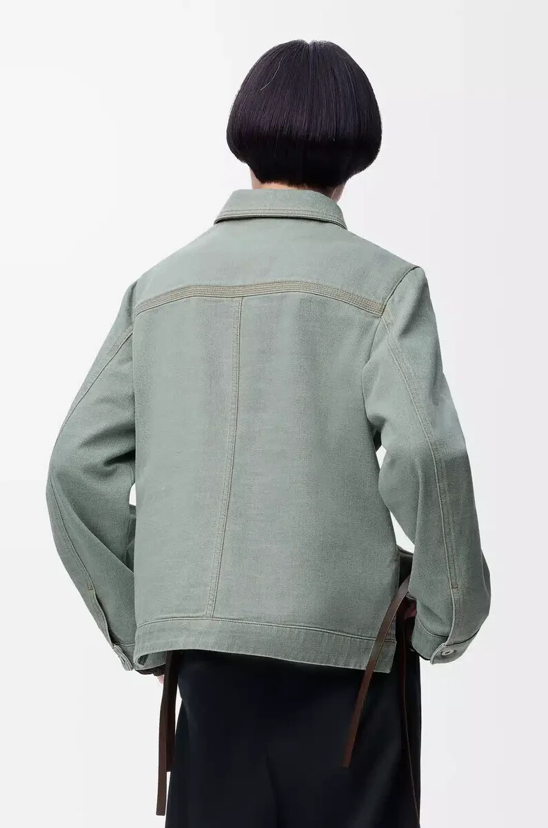 arbeitsjacke aus denim-khakigrün