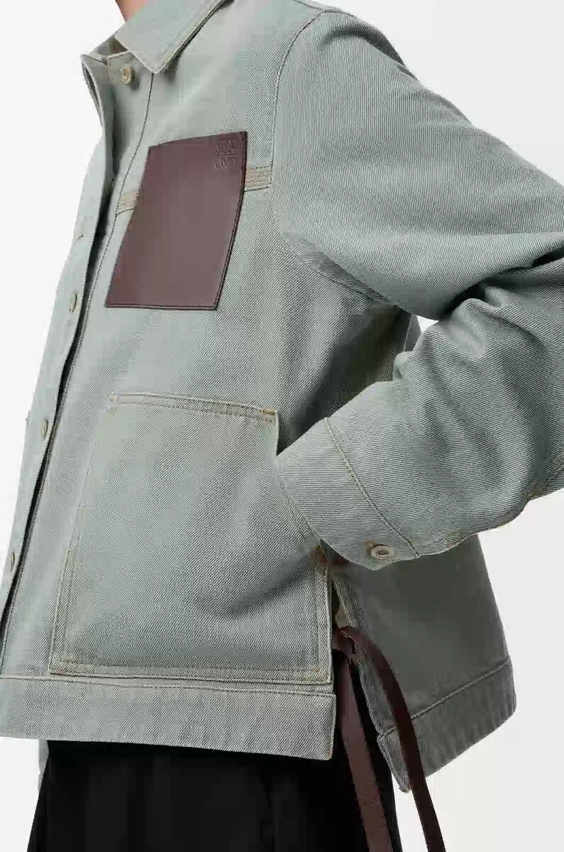 arbeitsjacke aus denim-khakigrün