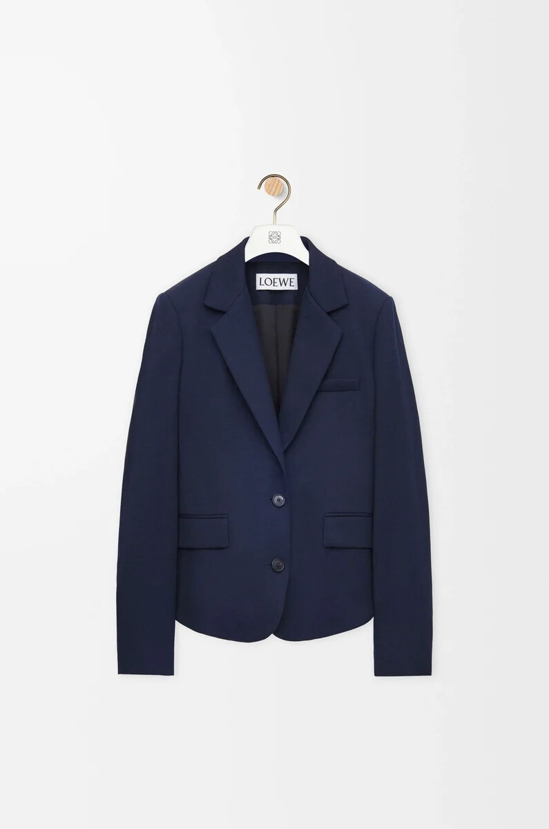 taillierter wollblazer in marineblau