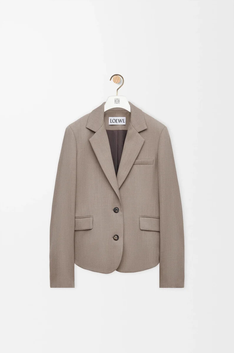 taillierter wollblazer in beige melange