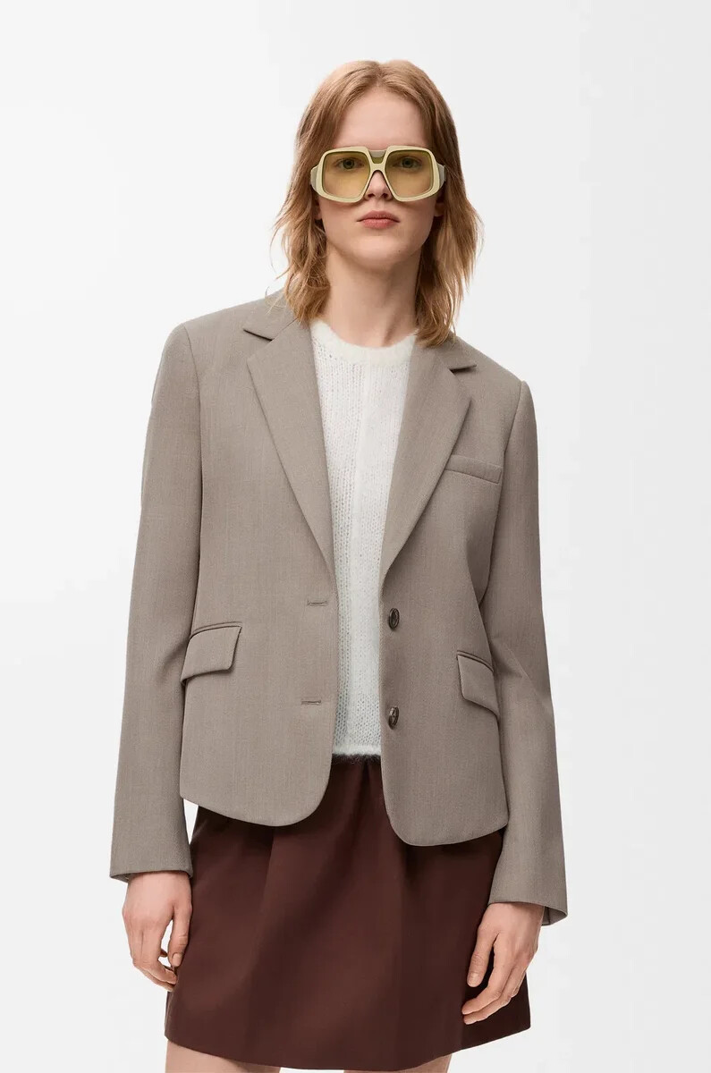 taillierter wollblazer in beige melange