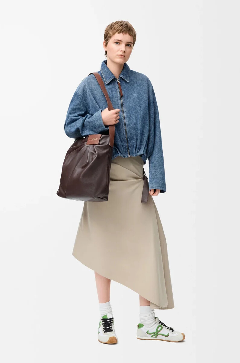 drapierte jacke aus denim in indigoblau