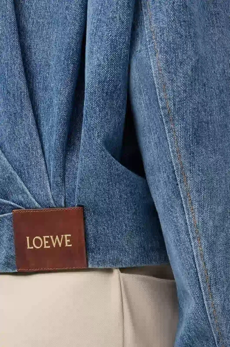drapierte jacke aus denim in indigoblau