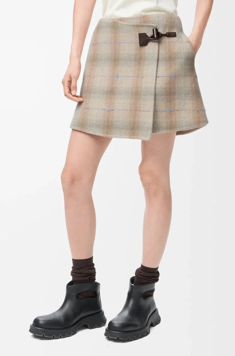 minirock aus woll-kaschmir-mischgewebe beige