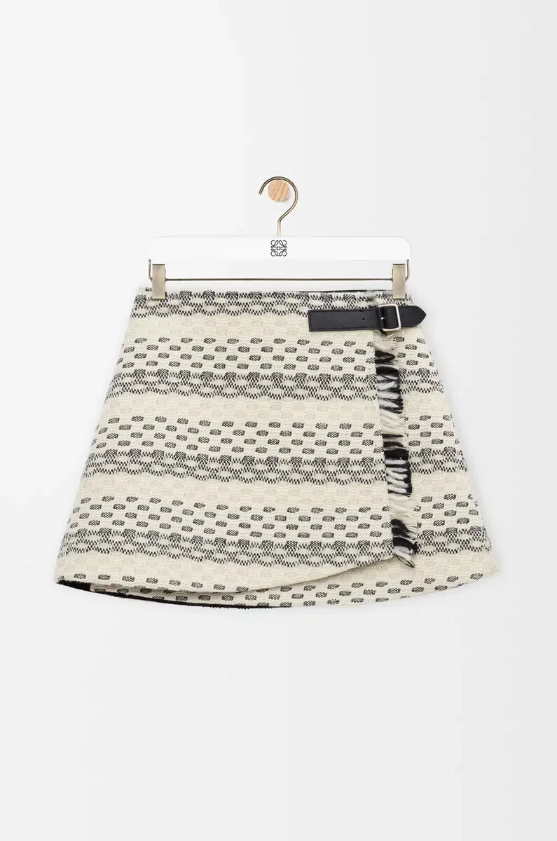 rock aus wollmischgewebe jacquard schwarzweiß