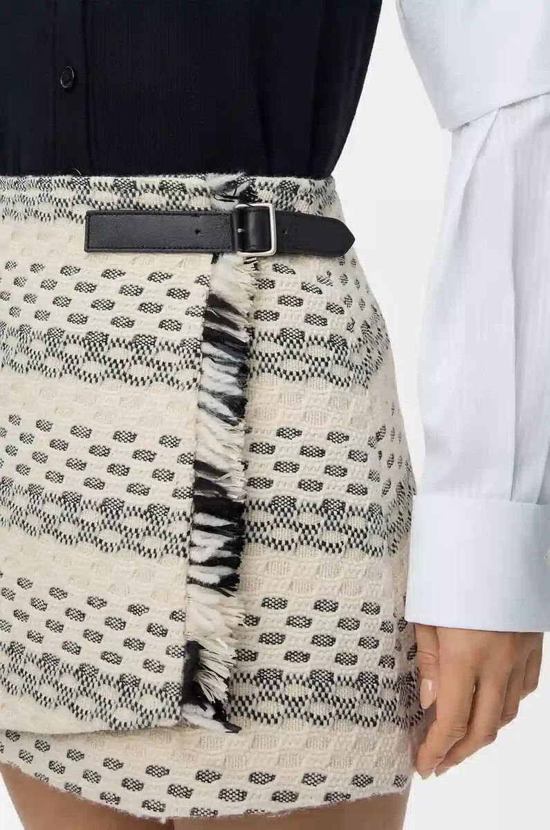 rock aus wollmischgewebe jacquard schwarzweiß