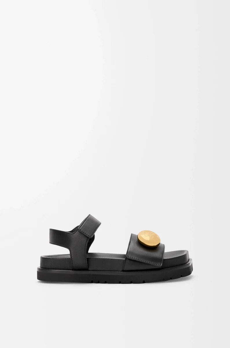 pebble fußbett sandale aus weichem kalbsleder schwarz