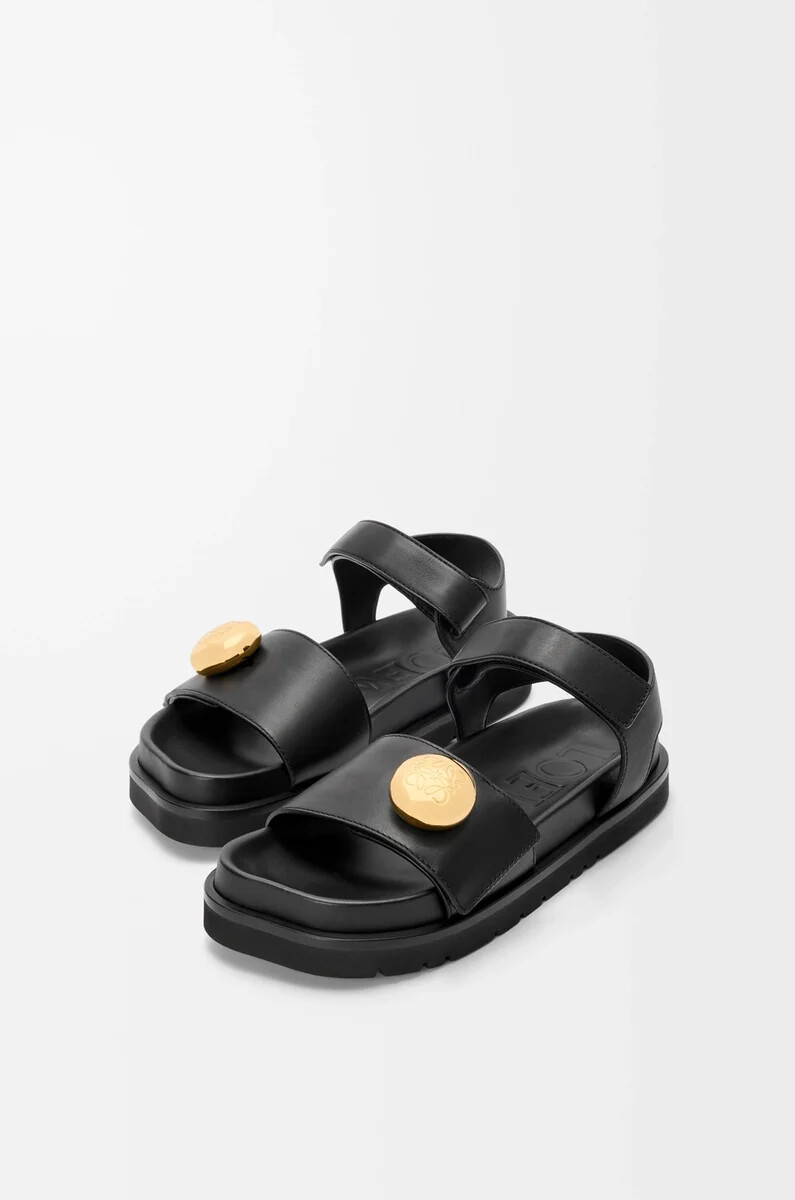 pebble fußbett sandale aus weichem kalbsleder schwarz