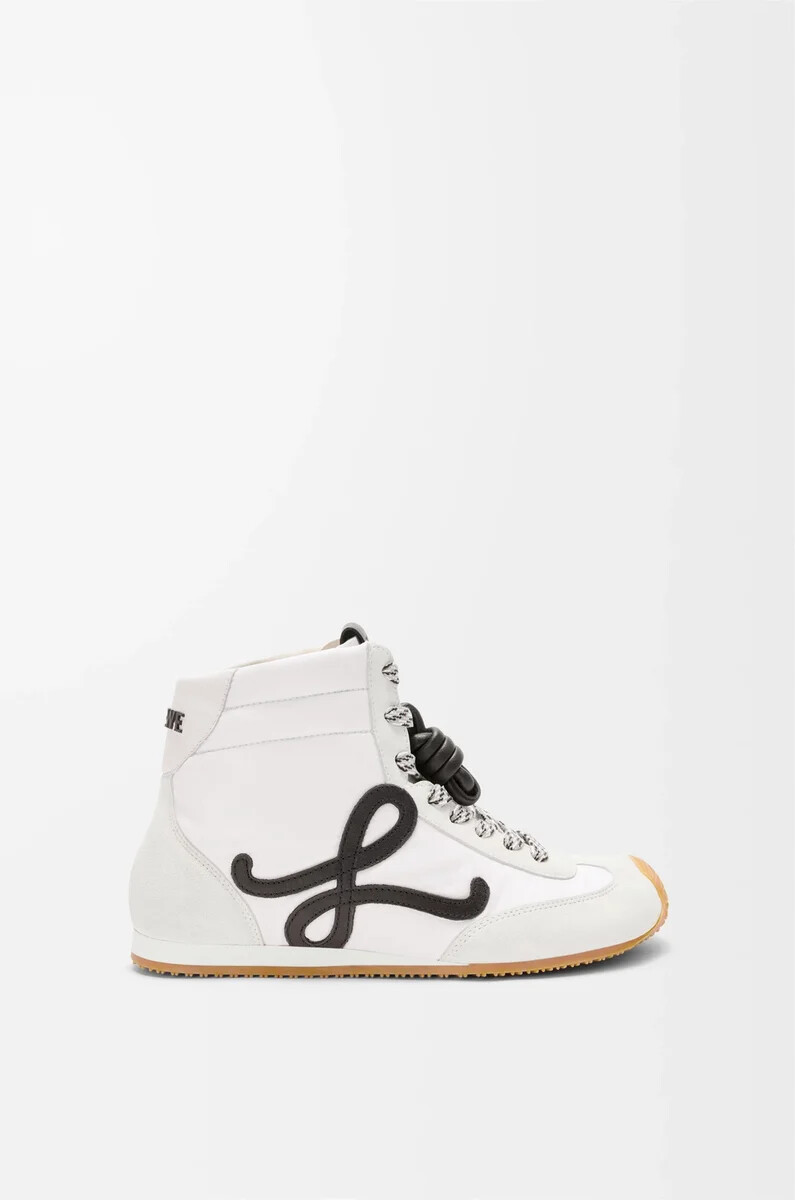 ballet runner 2.0 high-top-sneaker aus nylon und kalbsleder weißschwarz