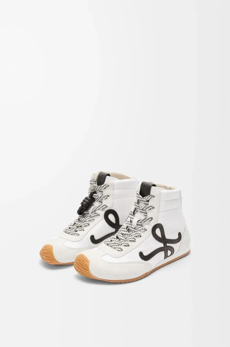 ballet runner 2.0 high-top-sneaker aus nylon und kalbsleder weißschwarz
