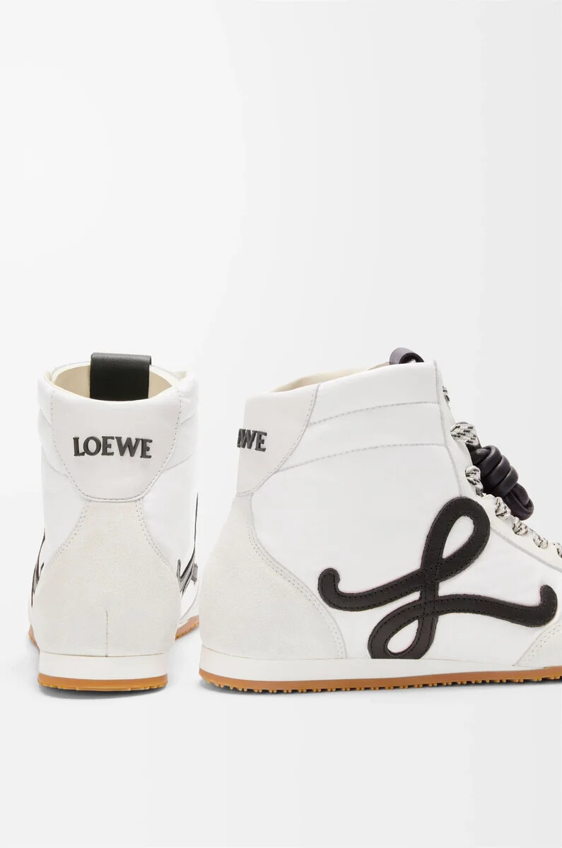 ballet runner 2.0 high-top-sneaker aus nylon und kalbsleder weißschwarz