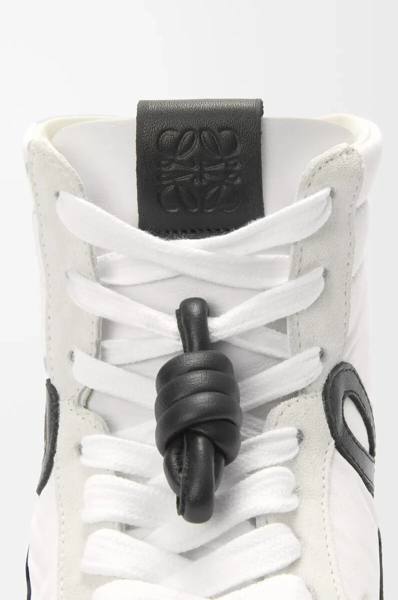 ballet runner 2.0 high-top-sneaker aus nylon und kalbsleder weißschwarz