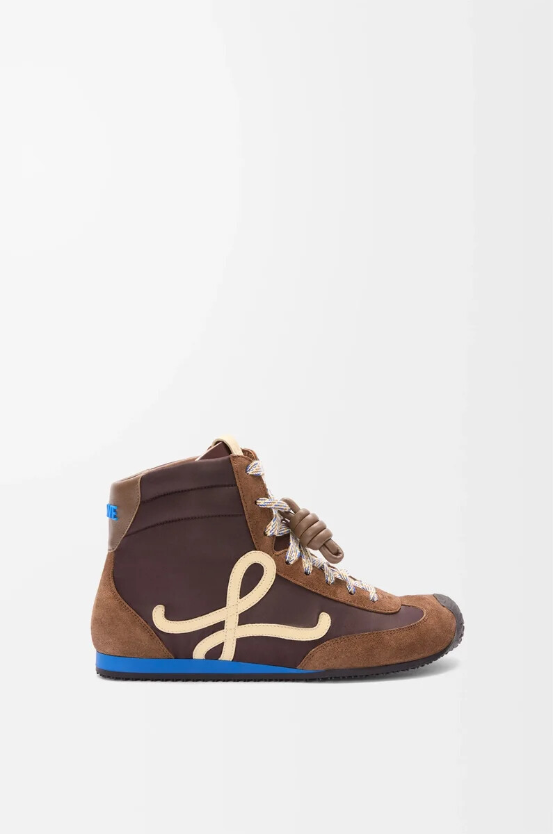 ballet runner 2.0 high-top-sneaker aus nylon und kalbsleder braungelbblau