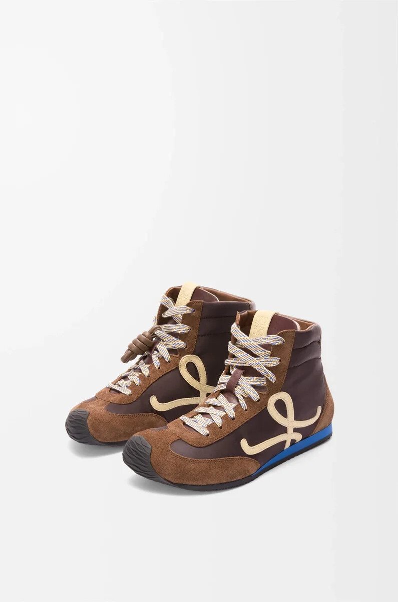 ballet runner 2.0 high-top-sneaker aus nylon und kalbsleder braungelbblau