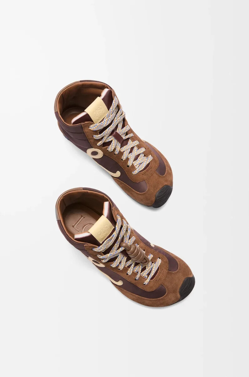 ballet runner 2.0 high-top-sneaker aus nylon und kalbsleder braungelbblau