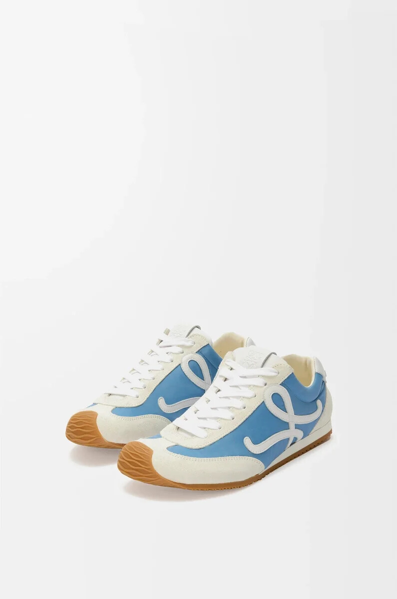 ballet runner 2.0 aus nylon und kalbsleder blauweißhellweiß