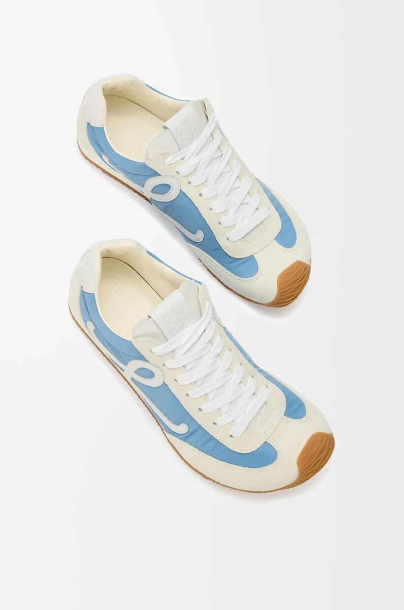 ballet runner 2.0 aus nylon und kalbsleder blauweißhellweiß