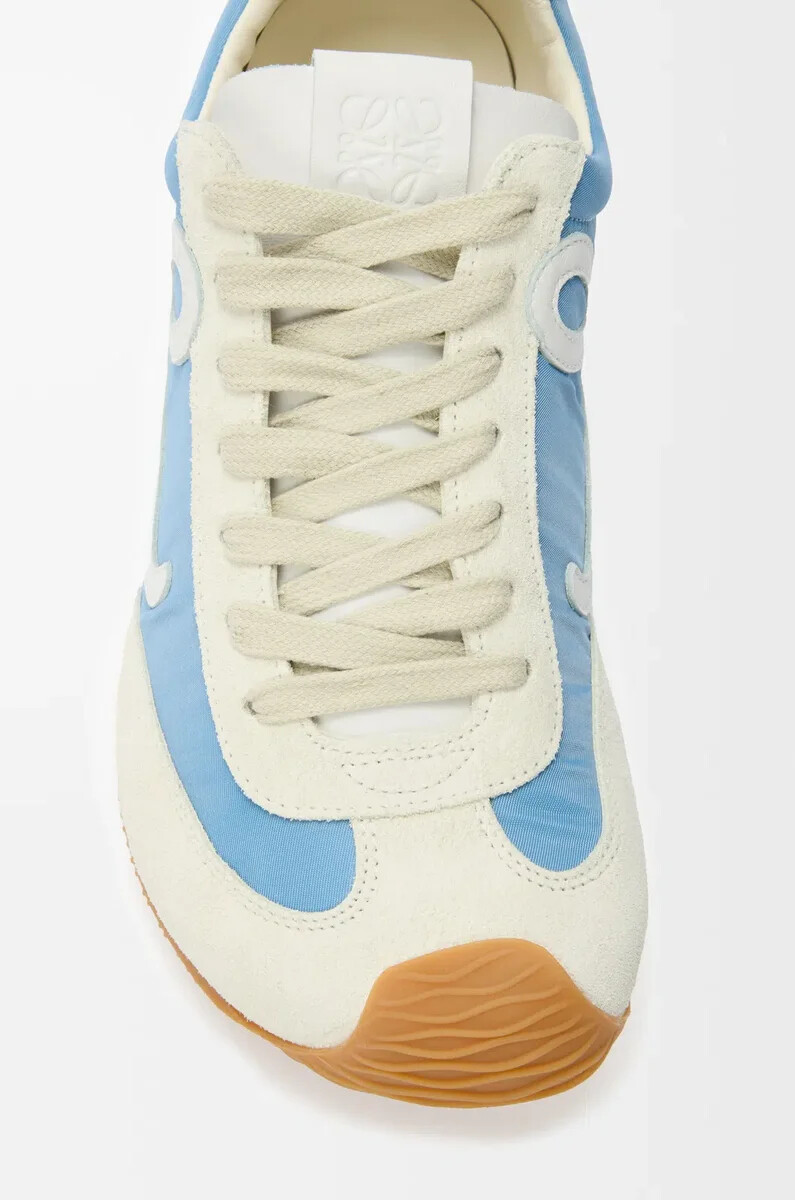 ballet runner 2.0 aus nylon und kalbsleder blauweißhellweiß
