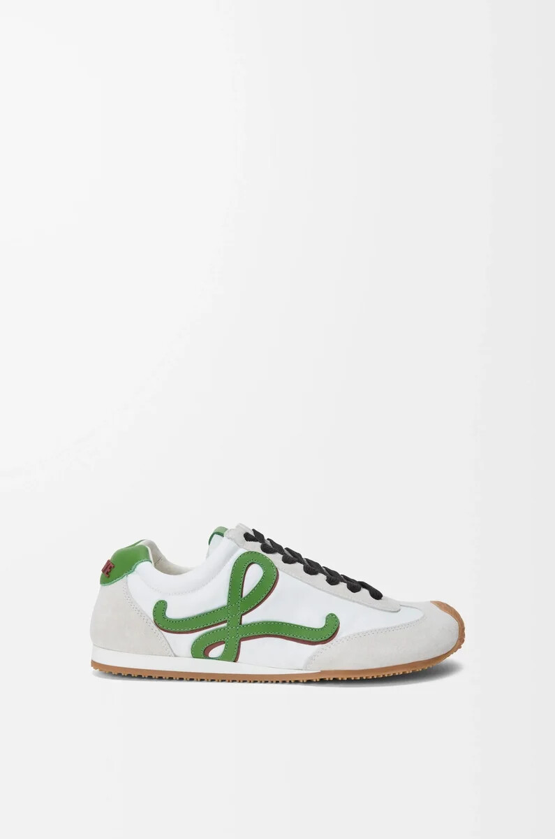 ballet runner 2.0 aus nylon und kalbsleder weißgrasgründunkelorange