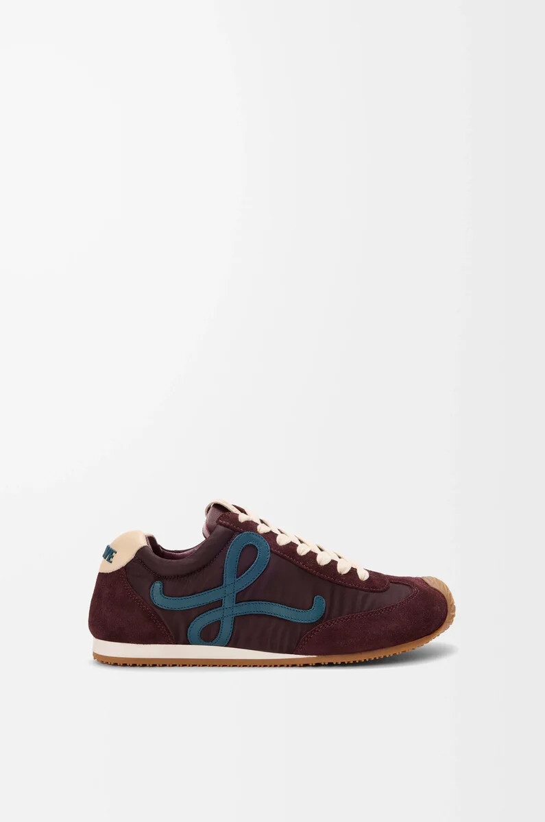 ballet runner 2.0 aus nylon und kalbsleder burgunderrotentenblaubeige