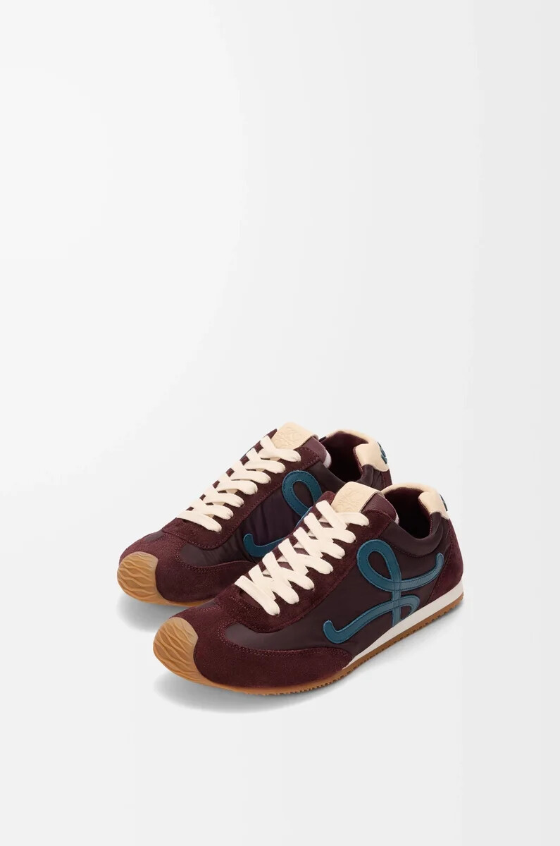 ballet runner 2.0 aus nylon und kalbsleder burgunderrotentenblaubeige
