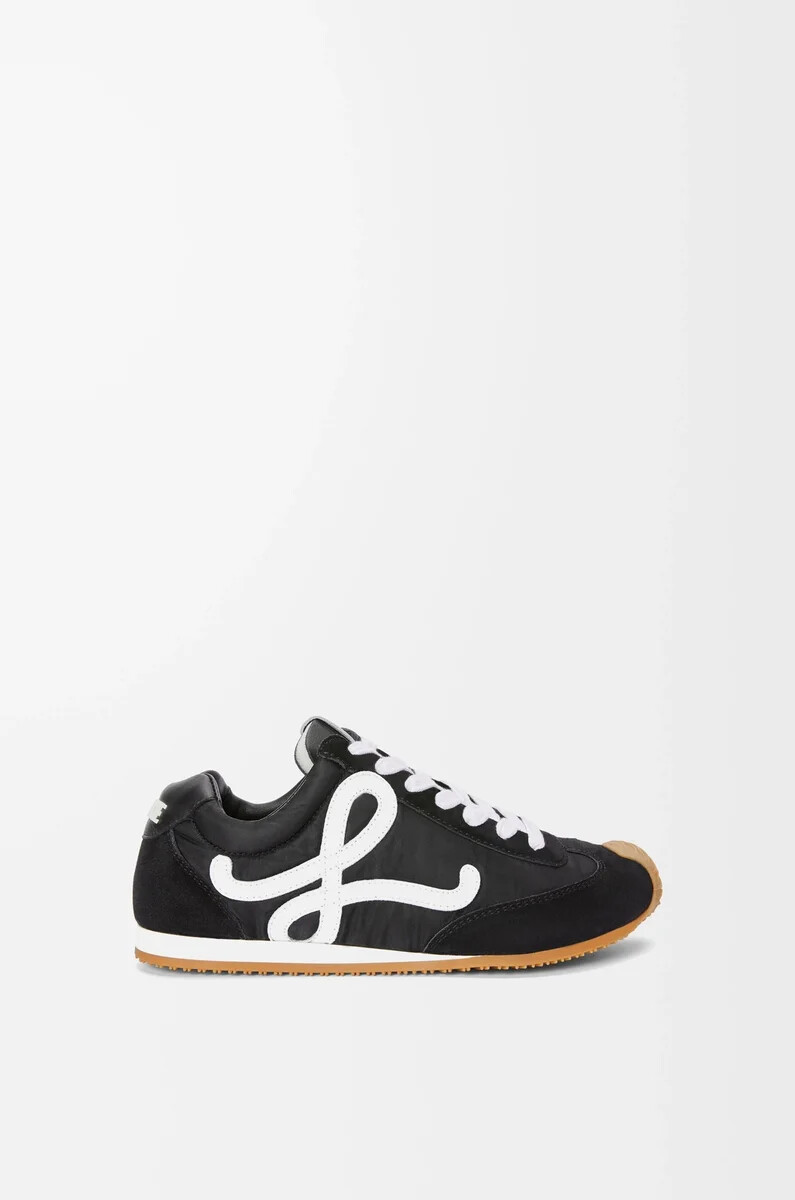ballet runner 2.0 aus nylon und kalbsleder schwarzweiß