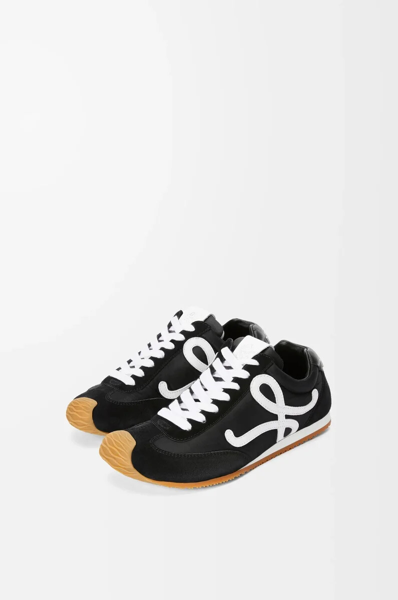 ballet runner 2.0 aus nylon und kalbsleder schwarzweiß