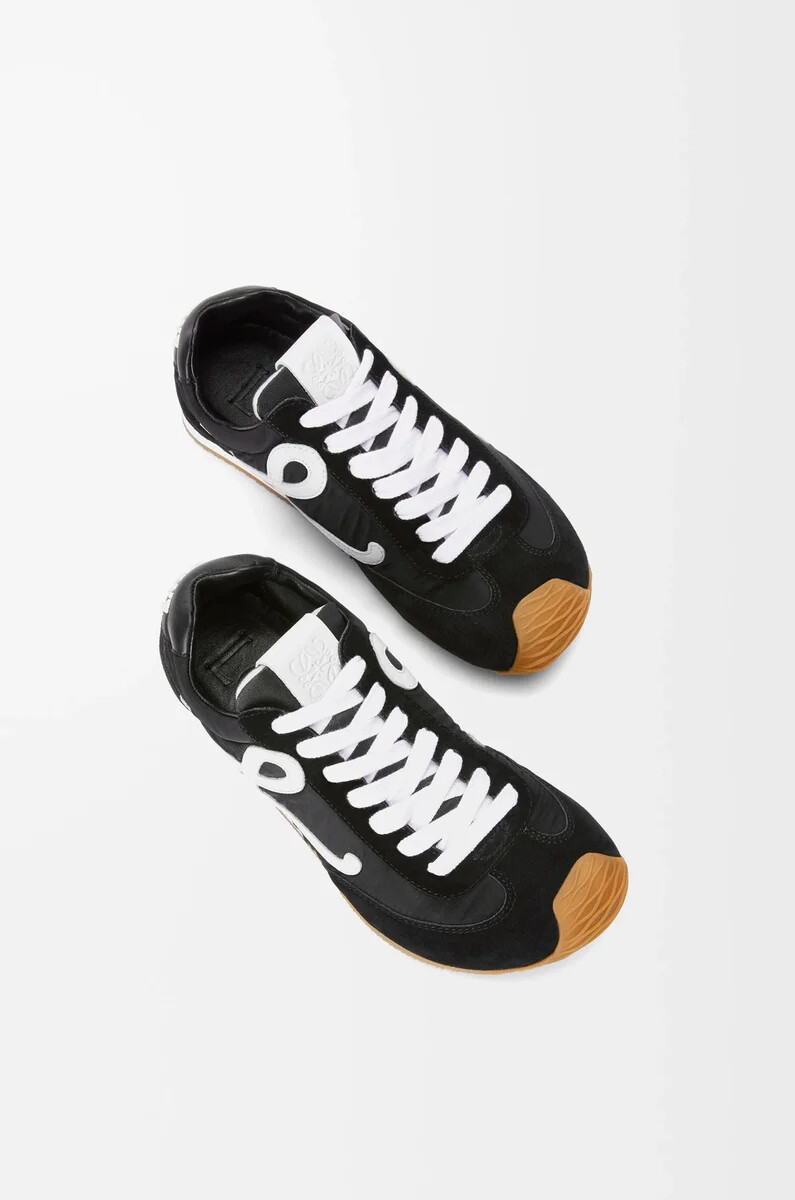 ballet runner 2.0 aus nylon und kalbsleder schwarzweiß