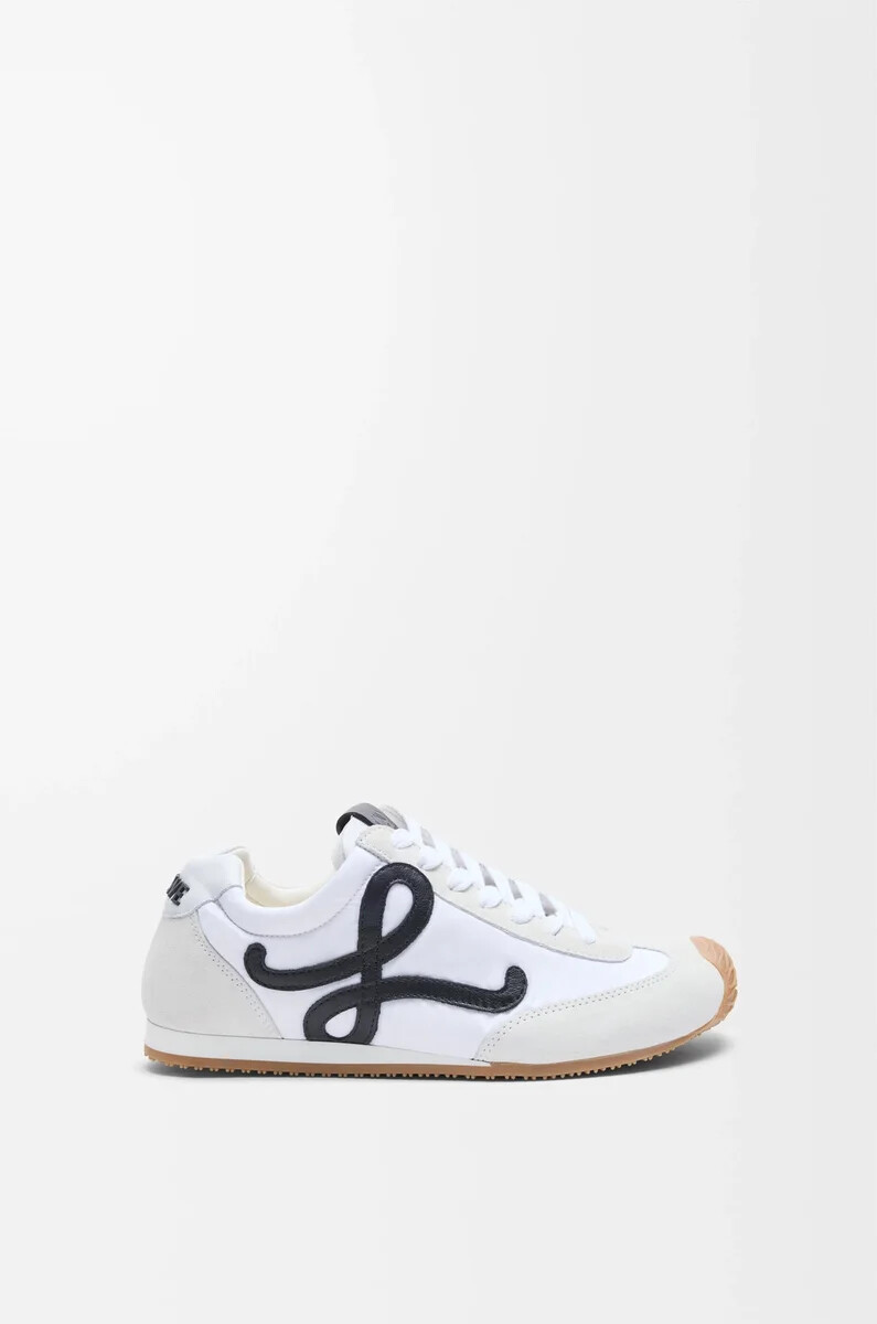 ballet runner 2.0 aus nylon und kalbsleder weißschwarz