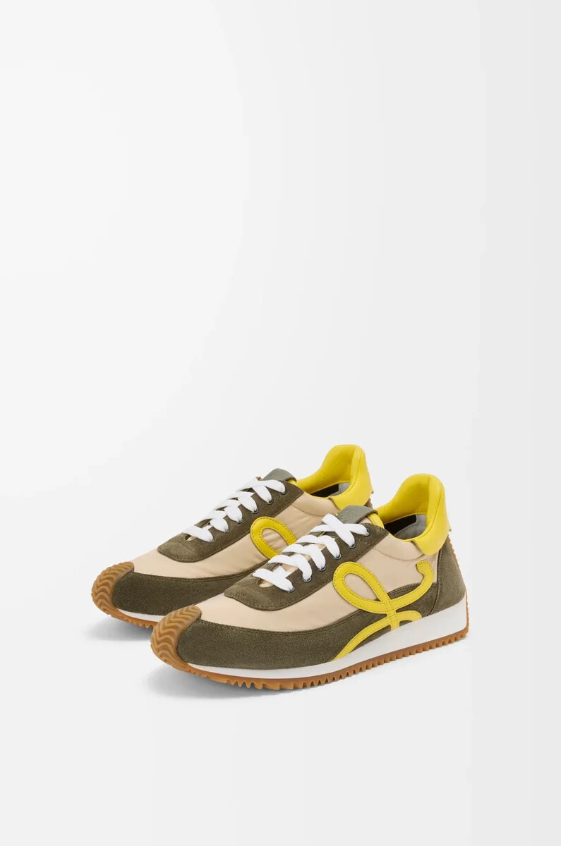 flow runner 2.0 aus nylon und wildleder cremegelbolivgrün