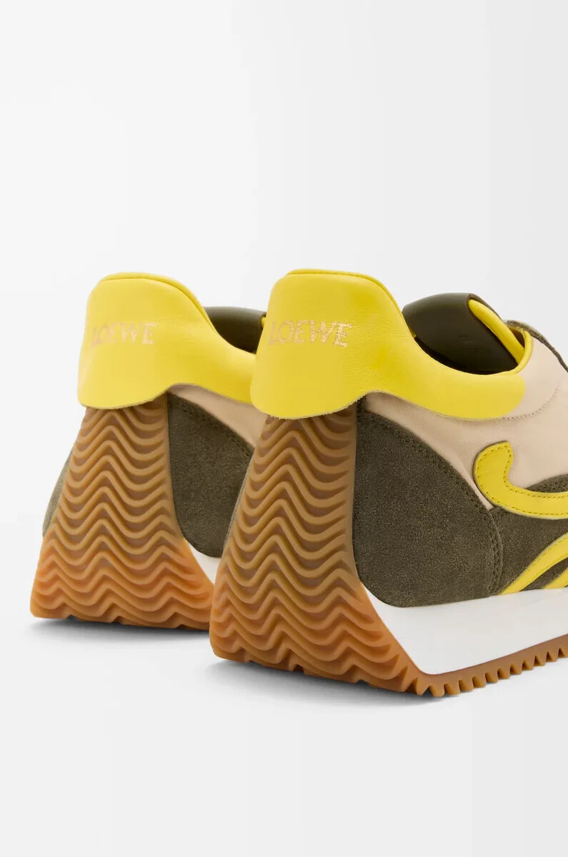 flow runner 2.0 aus nylon und wildleder cremegelbolivgrün
