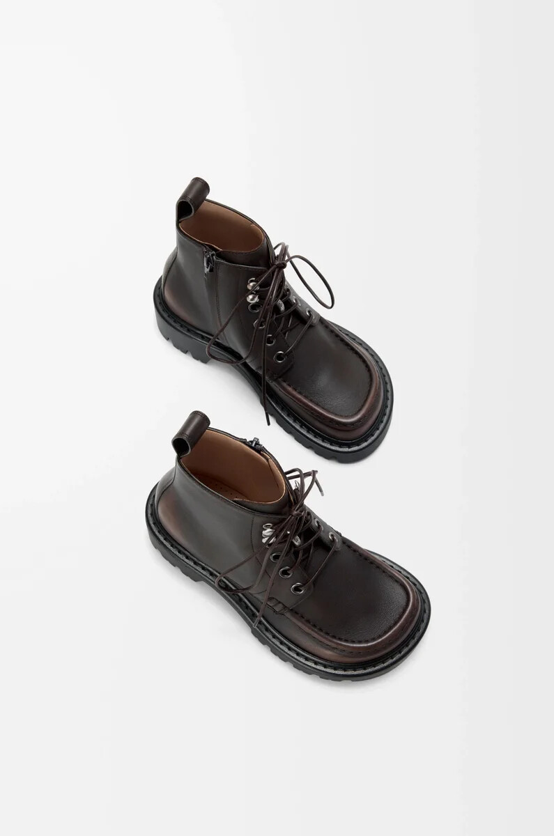 sierra combat-ankle-boot aus gebürstetem kalbsleder in dunkelbraun