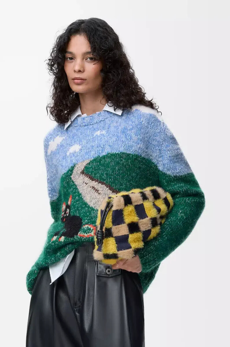 pullover aus wolle und mohair blaumehrfarbig