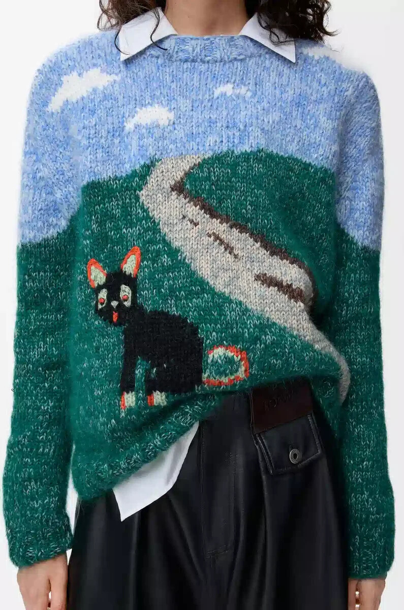 pullover aus wolle und mohair blaumehrfarbig