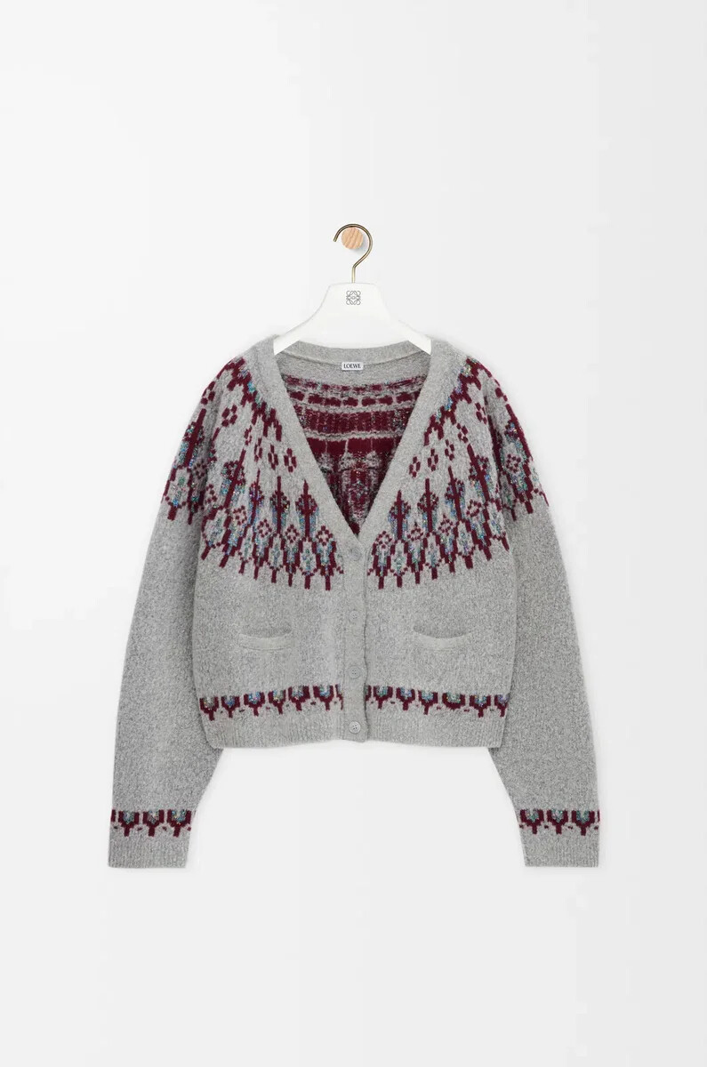 strickjacke aus wollmischung hellgraumehrfarbig