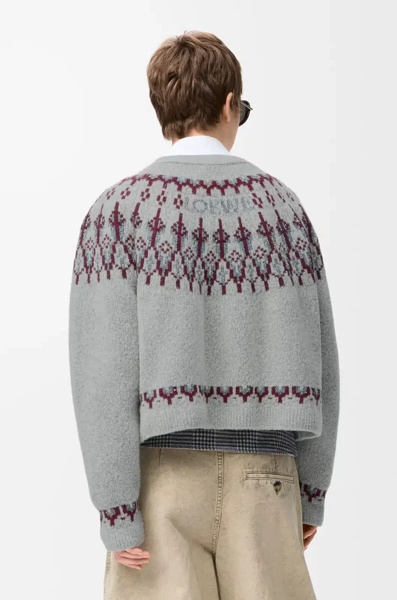 strickjacke aus wollmischung hellgraumehrfarbig