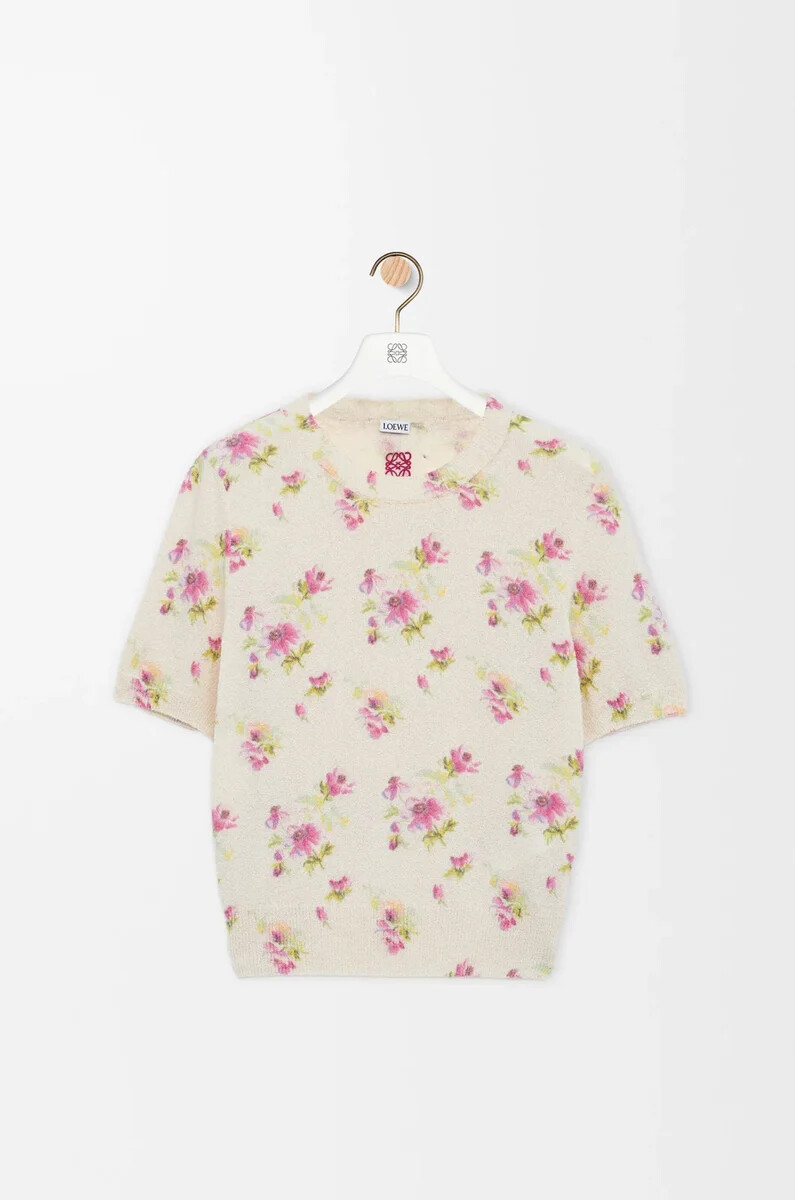 kurzarmpullover aus baumwollmischgewebe weißrosa