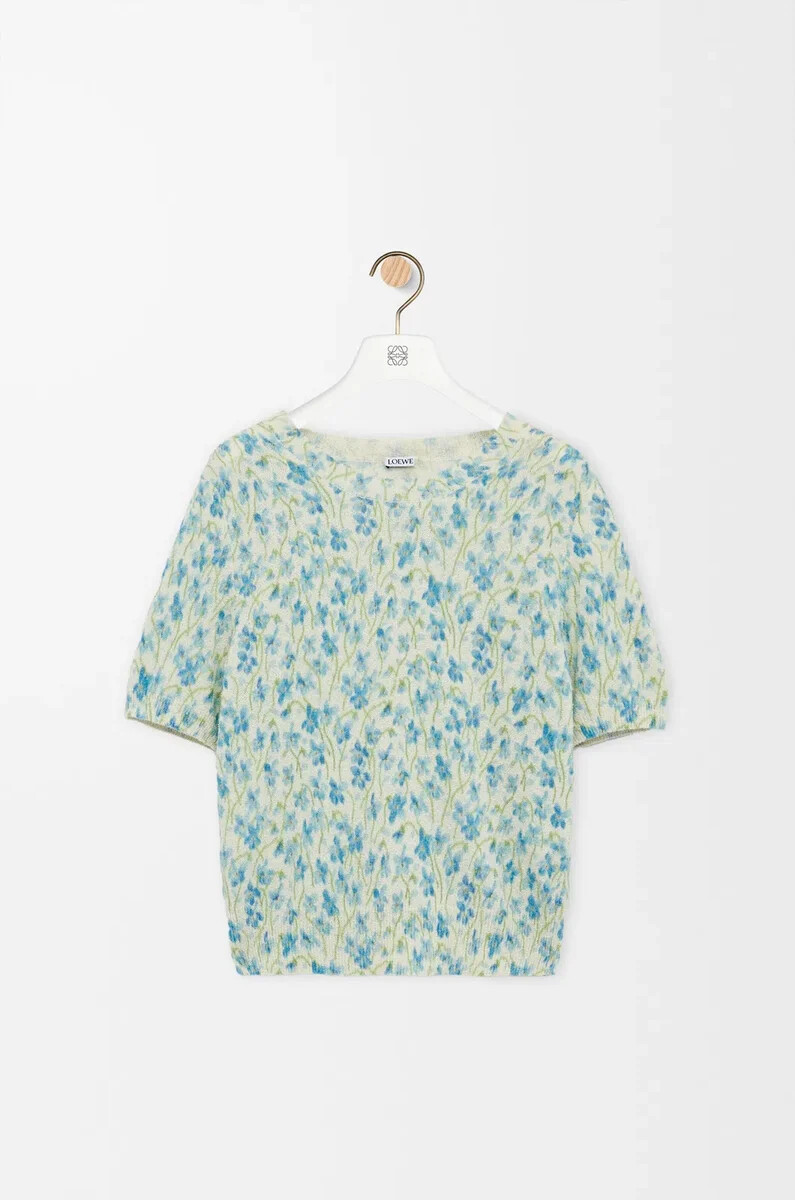 kurzarmpullover aus baumwollmischgewebe weißblau