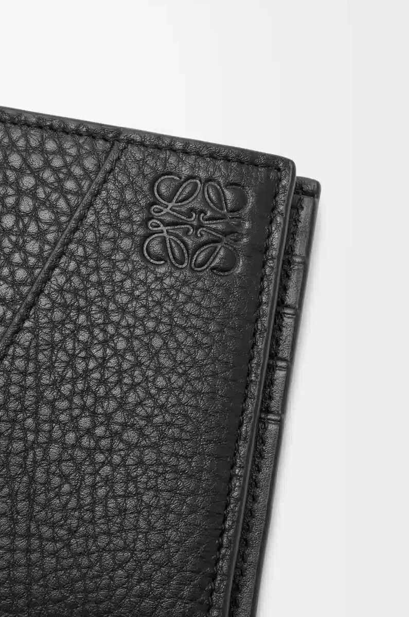 puzzle-münzgeldbörse aus geschmeidigem genarbtem kalbsleder schwarz